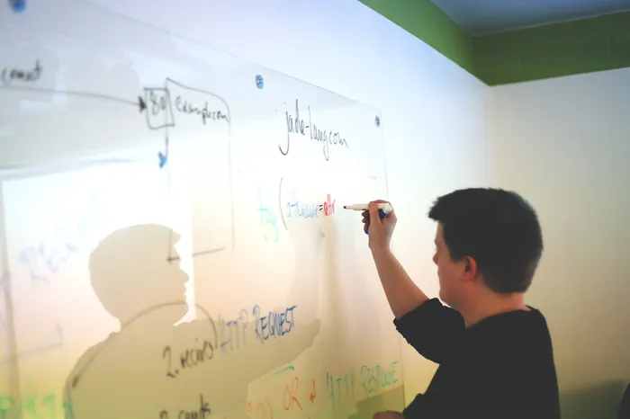 Person writing on a whiteboard