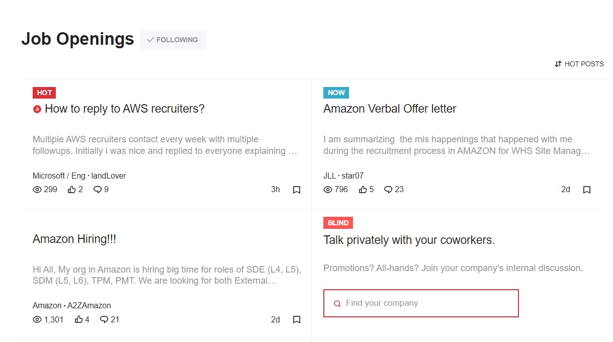 Blind data science and data analyst job board