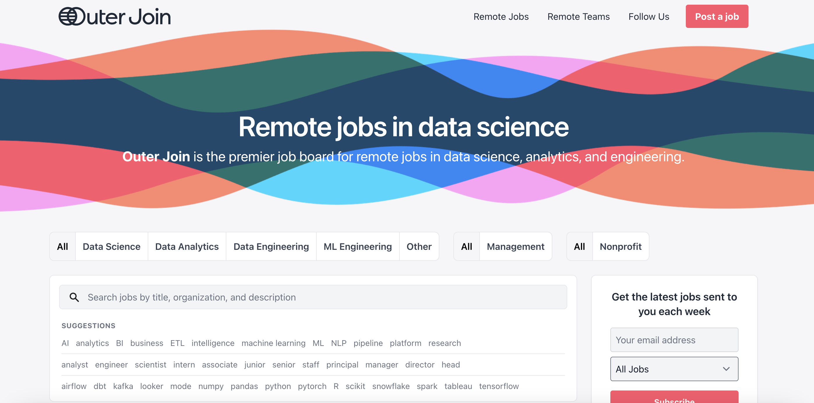 Outer Join Data Science and Data Analyst Job Boards