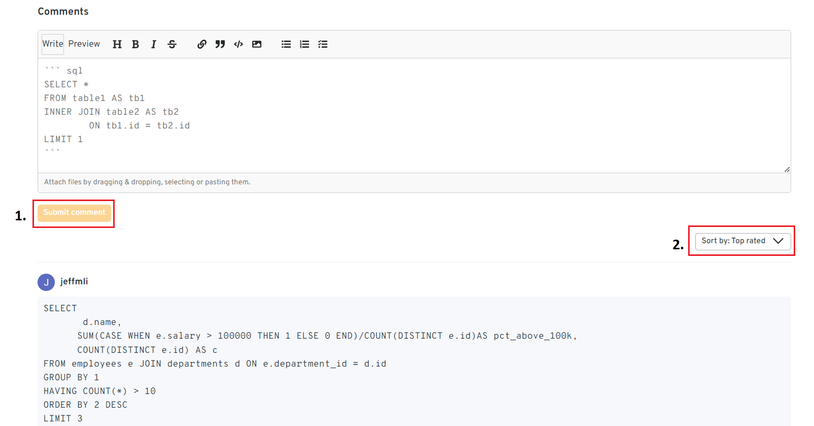 Interview Query - submit comments