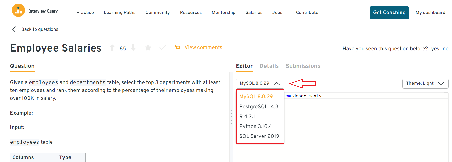 Interview Query - code editors 